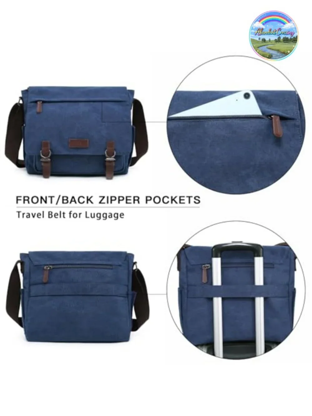 Dasein Unisex Canvas Messenger Bag Fits 15 inch Laptop Travel Crossbody